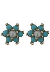adorable small turqoiuse and cultivated pearl earrings for babies and kids